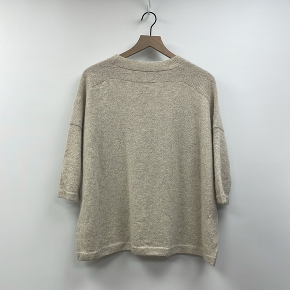 Peruvian Connection Relaxed Boxy 3/4 Sleeve Knit Pullover Sweater Tan XS/S - Picture 5 of 7